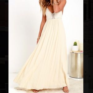 Lulu’s Hippie Chic Cream Maxi Dress